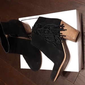 Nordstrom Black Suede Ankle Boots with Fringe Detail